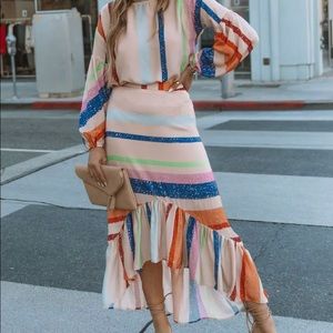 VICI High Low Striped Maxi Skirt - Size M, NWT. matching shirt available!